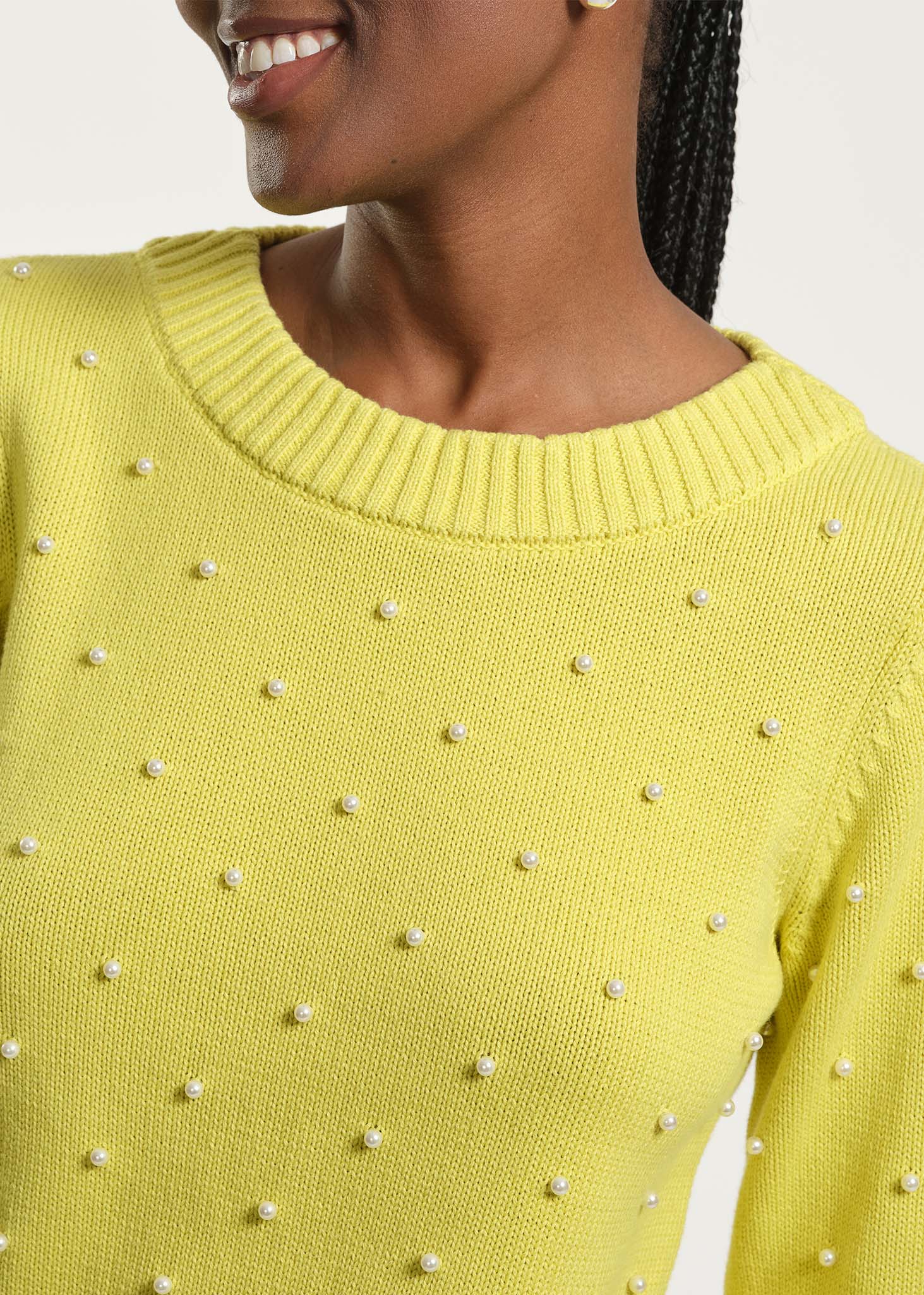 Cowl Neck Beaded Sweater - Image 3