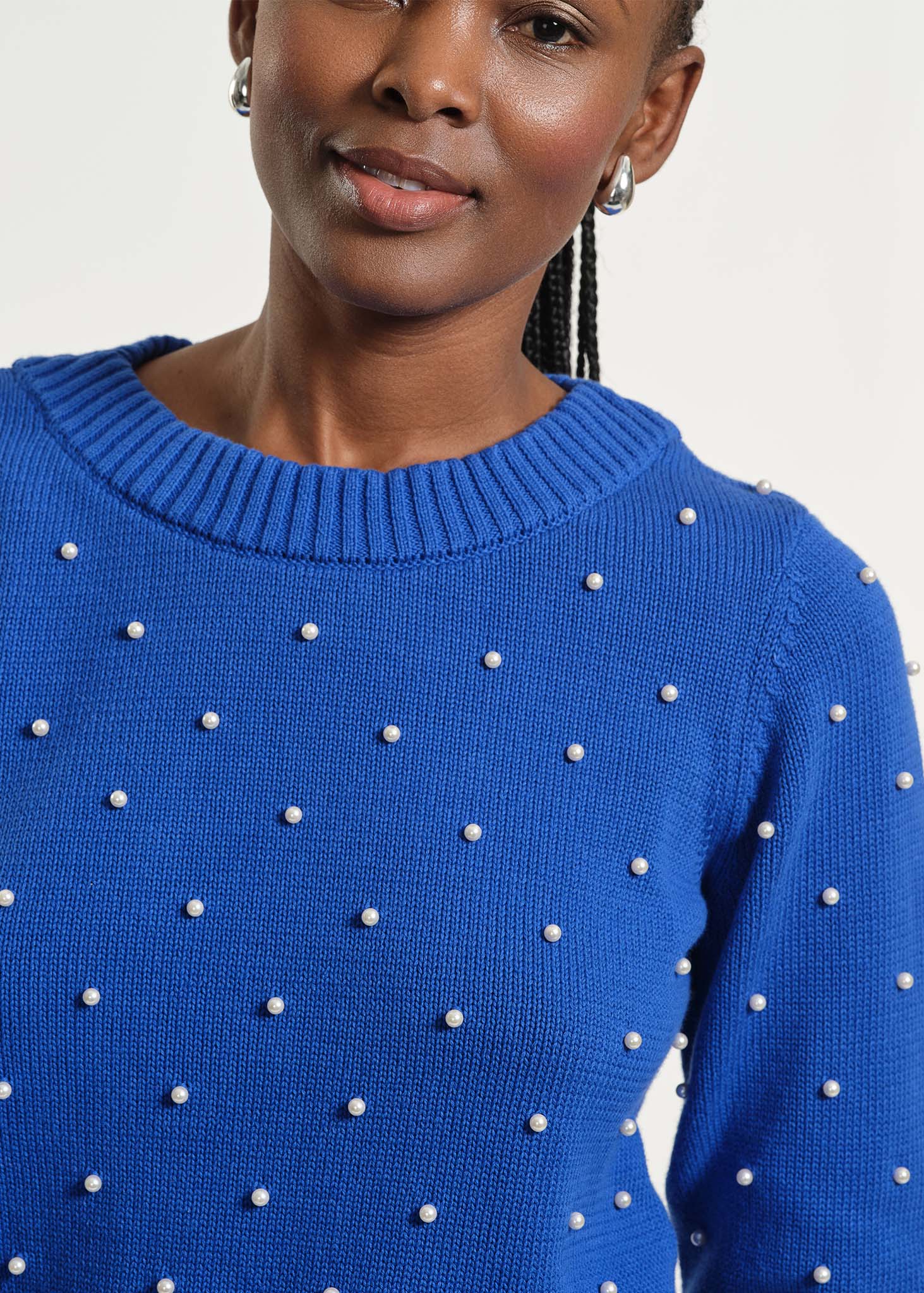 Cowl Neck Beaded Sweater - Image 3