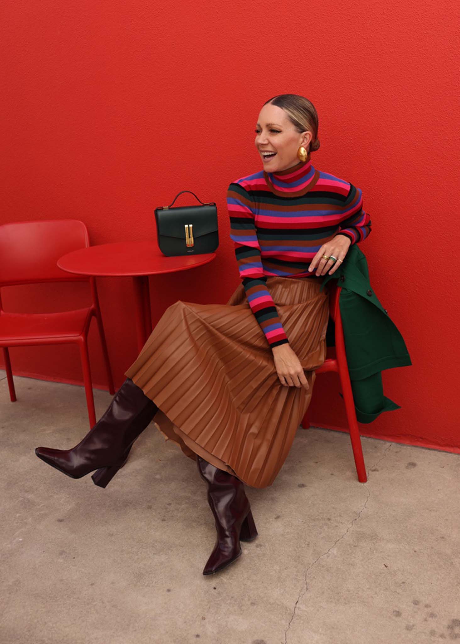 Faux Leather Pleated Skirt - Image 4