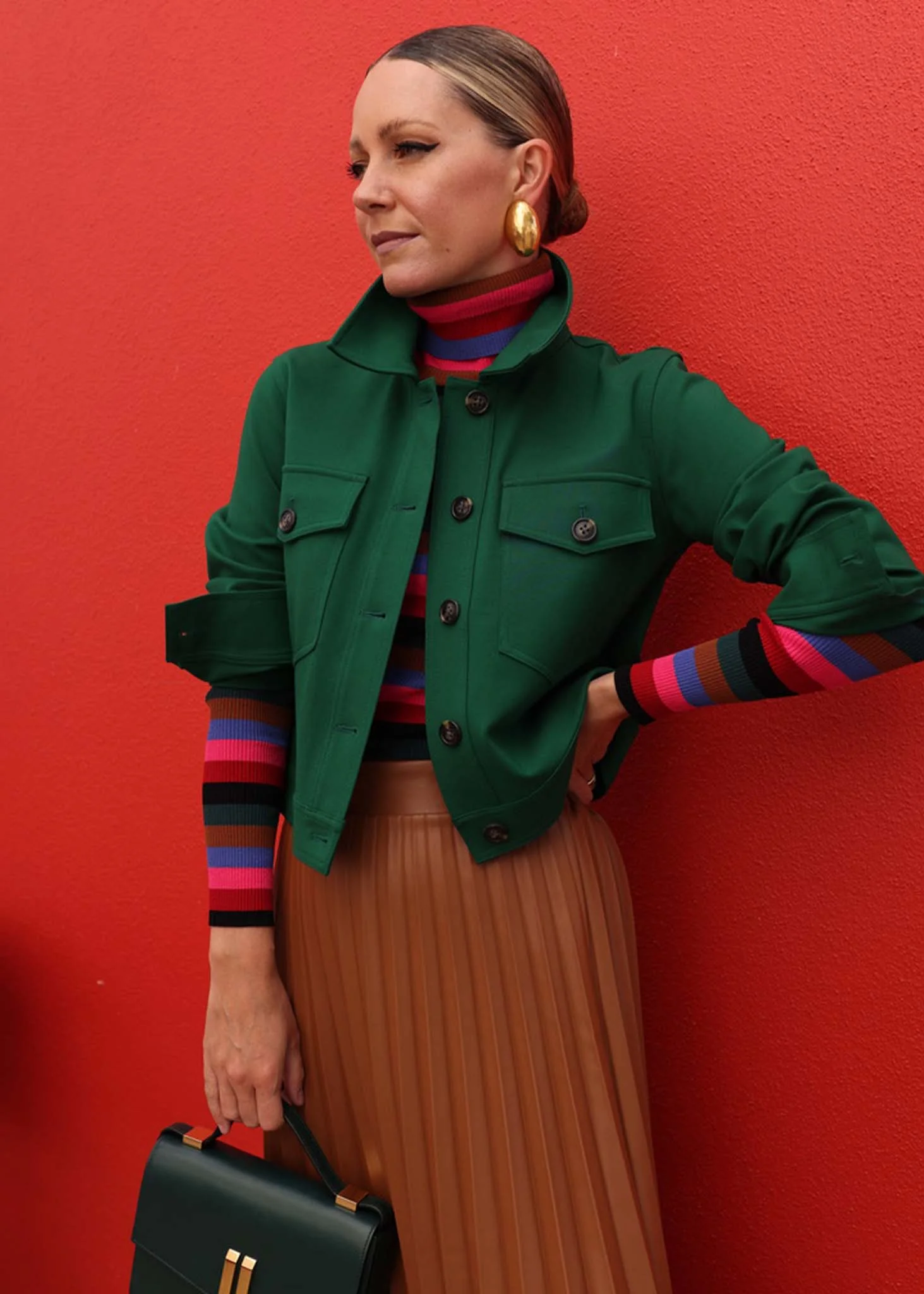 Mock Neck Long Sleeve Stripe Sweater - Image 5