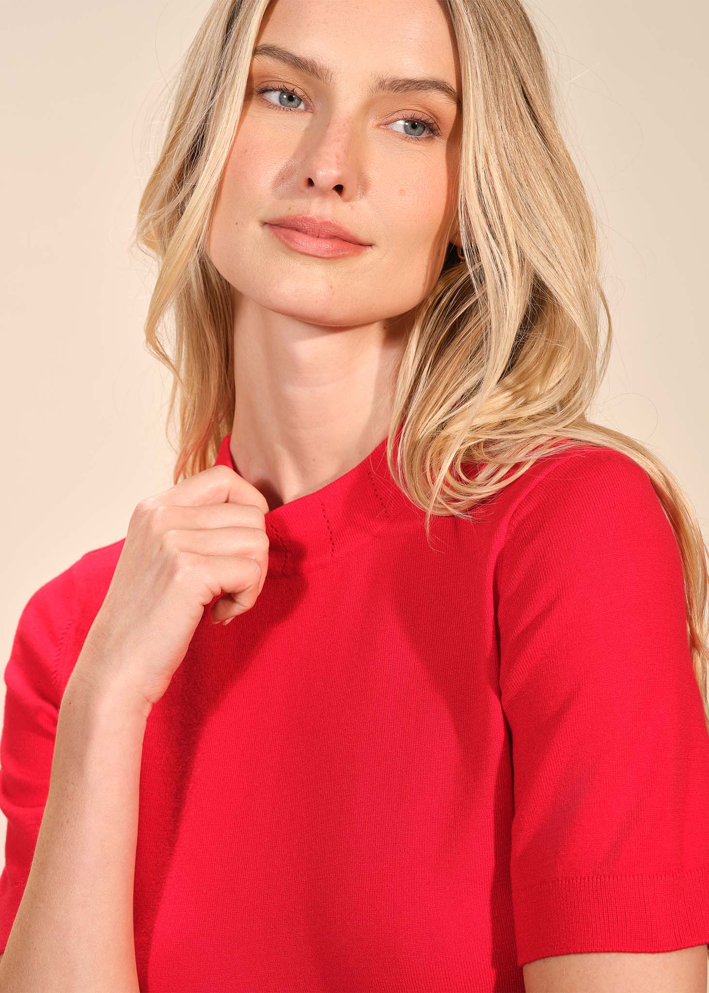 Mock Neck Short Sleeve Sweater - Image 3