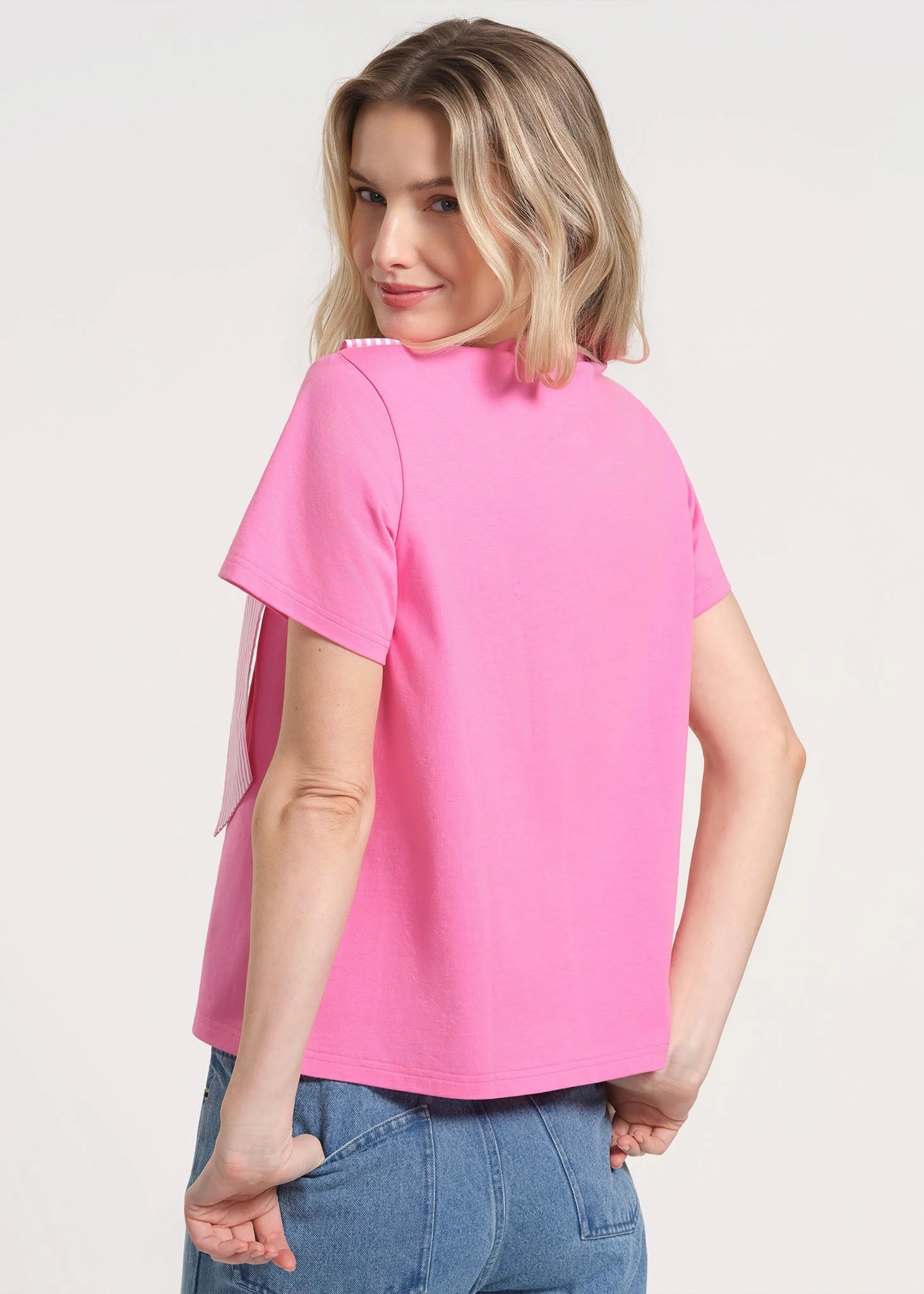 Short Sleeve Bow Neck T-Shirt - Image 4
