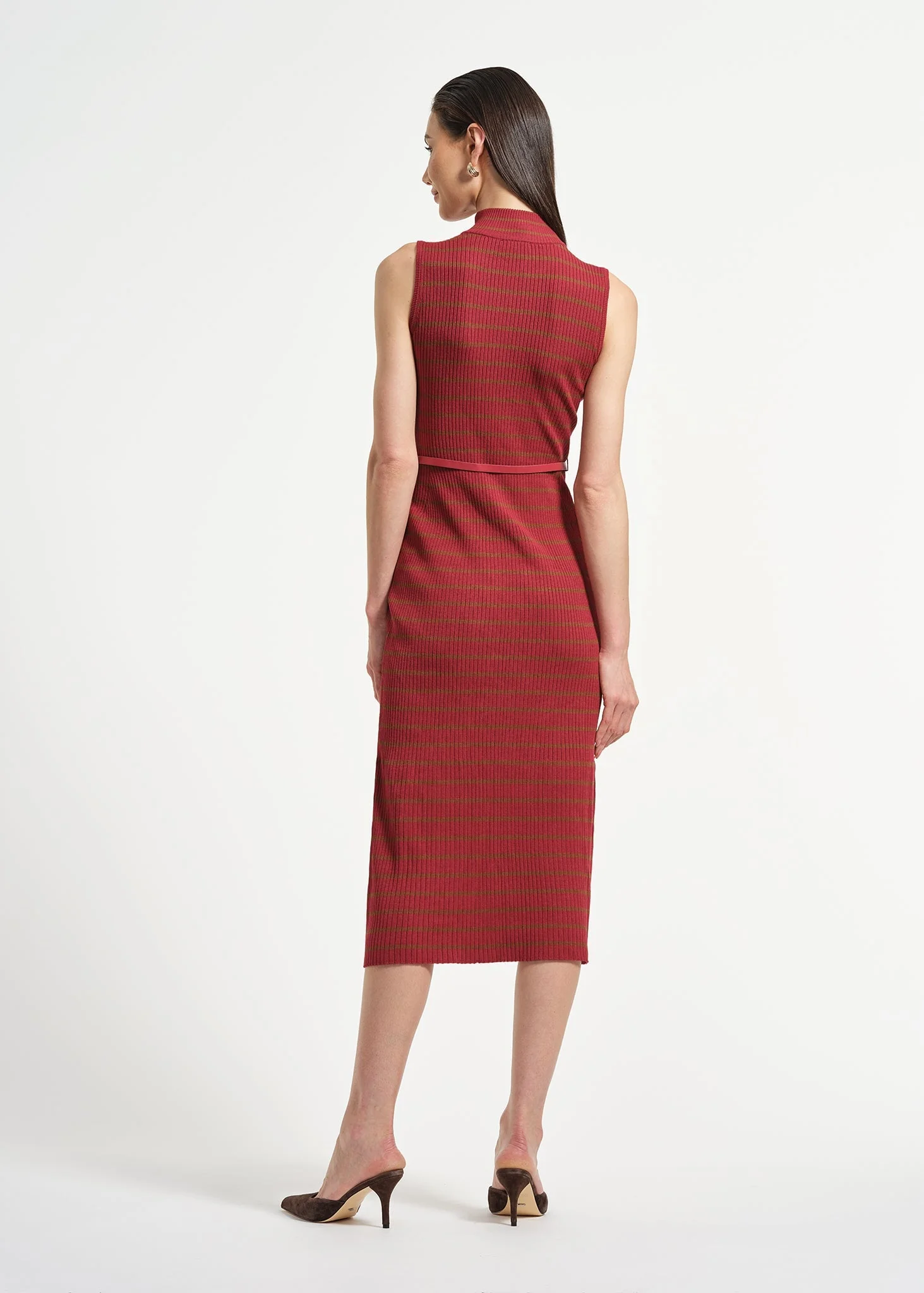 Sleeveless Belted Midi Sweater Dress - Image 3